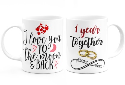 Coffee Mug Wedding Anniversary Love Gift for Wife I Love You to the Moon & Back 