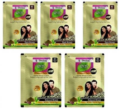 MEGHA MEHANDI Sterling International | Amonia Free | Herbal Based Heena Hair  Colour Powder|Shade - Natural Black& Dark Brown (Pack of 5) 15Gm Each ,  dark Brown - Price in India, Buy