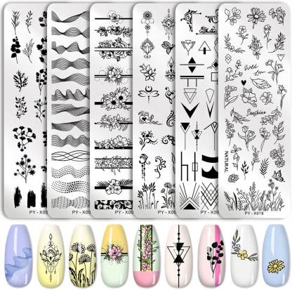 Fameza Stamping Plates Nail Art Set Flower Minimalist Geometric Lines  Leaves Pattern Theme Image DIY Nail Art Stamp Plate Stamper Kit 6Pcs -  Price in India, Buy Fameza Stamping Plates Nail Art