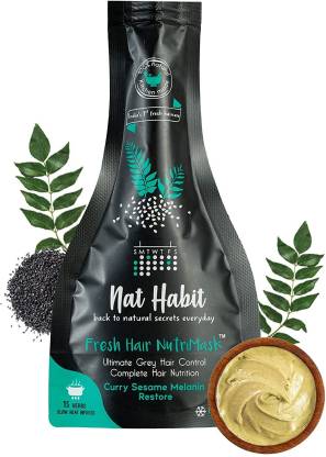 Nat Habit Curry Sesame FRESH Hair Mask (NutriMask) | Anti-Greying, Hair  Smoothening | Dry, Frizzy Hair Treatment | Ayurvedic, Herbal | 15 Herbs  Heat Soaked | Black Sesame, CurryLeaves, Castor, Coconut -