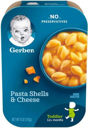 Gerber Pasta Shells & Cheese, No Preservatives, For 12+ Months Toddler, Easy To Prepare & Eat, Tasty  (170 g, Box)