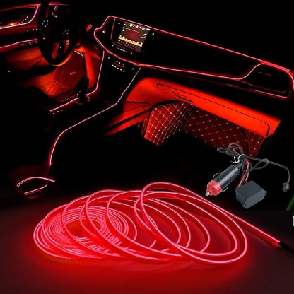 5M/15FT, Red M.best Neon Light El Wire for Automotive Car Interior Decoration with 6mm Sewing Edge 