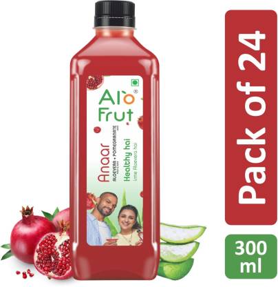 Alofrut Alo Frut Anaar Aloevera Juice 300 Ml (Pack Of 24) - 1 Case | Fruit Juice Mai Aloevera Pulp | Healthy Hai Isme Aloevera Hai | Ready To Serve Drink Price
