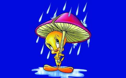Cartoon Tweety Bird Rain Umbrella Mushroom Blue Matte Finish Poster  Photographic Paper - Animation & Cartoons posters in India - Buy art, film,  design, movie, music, nature and educational paintings/wallpapers at  