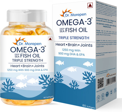 Dr. Morepen Omega 3 | Triple Strength 1250mg Fish Oil | High DHA \u0026 EPA  900mg | No Fishy Burps Price in India - Buy Dr. Morepen Omega 3 | Triple  Strength