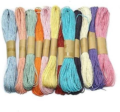 Beadsnfashion Multicolored Raffia Paper Rope Threads Twisty For Various Art  And Craft Projects And Decoration, Set Of 12 Pcs (10 Mtrs Each) -  Multicolored Raffia Paper Rope Threads Twisty For Various Art