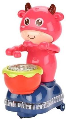 LIBRA Electric Universal Rotating Animal Toys Cartoon Cow Shape Electric Drums With Light And Music Baby Musical Toy Encourage Crawling | Toys Best Gift For Kids - Electric Universal Rotating Animal Toys LIBRA Electric Universal Rotating Animal Toys Cartoon Cow Shape Electric Drums With Light And Music Baby Musical Toy Encourage Crawling | Toys Best Gift For Kids - Electric Universal Rotating Animal Toys