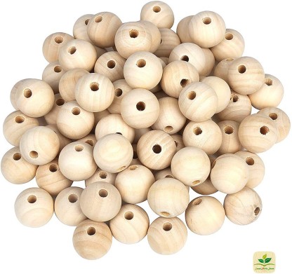 300pcs 20mm Wooden Beads Natural Unfinished Round Wood Loose Beads Wood Spacer Beads for Craft Making Decorations and DIY Crafts 