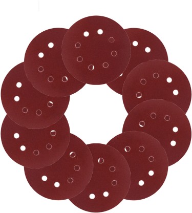 10pcs Reddish Auniwaig 8 inch 180 Sandpaper Sanding Discs NO-Hole PSA 180 Grit Sandpaper Aluminum Oxide Random Orbital Sander Pads for Metal,Non-Metal,Leather,Rubber,Plastic 