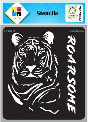 Swagstations SWAGSTATION Tiger animal stencils for wall painting large -  Tiger stencils for painting - 6x6 Inches - Stencils