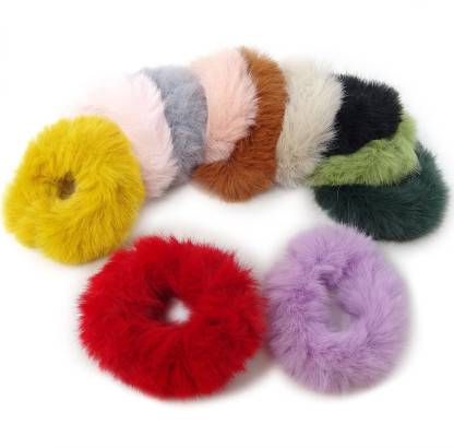 Fameza 12 Hair Band Rope Fuzzy Hair Ties Rings Elastic Ponytail Holders  Fluffy Ball Hair Wristband for Women Girl Rubber Band Price in India - Buy  Fameza 12 Hair Band Rope Fuzzy