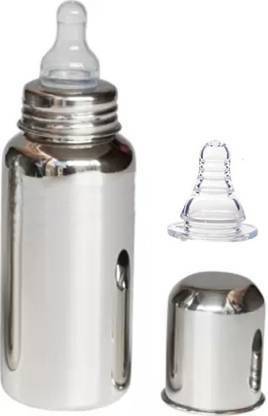 AVA Stainless Steel Baby Feeding Bottle 250ml with one Extra Nipple