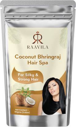 raavila Coconut Bhringraj Hair Spa - For Silky and Strong Hair - Paraben and SLS Free - Single Use Hair Spa for Long Hairs - Complete Hair Spa Treatment - 80gms - raavila Coconut Bhringraj Hair Spa - For Silky and Strong Hair - Paraben and SLS Free - Single Use Hair Spa for Long Hairs - Complete Hair Spa Treatment - 80gms -
