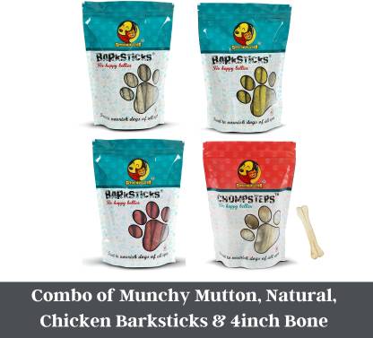 FOODIE PUPPIES Combo Munchy Mutton, Natural, Chicken Barksticks & 4inch Pressed Chew Bones Treats for Dogs & Puppies Chicken Dog Treat