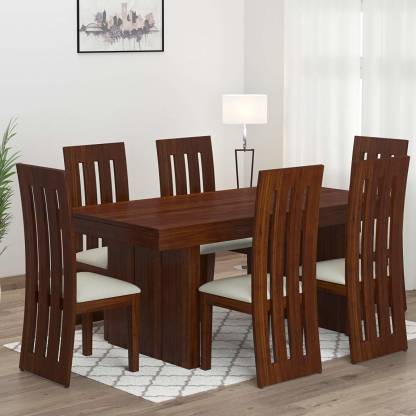 Six Seater Dining Table With Chair, Solid Wood Dining Table And Six Chairs