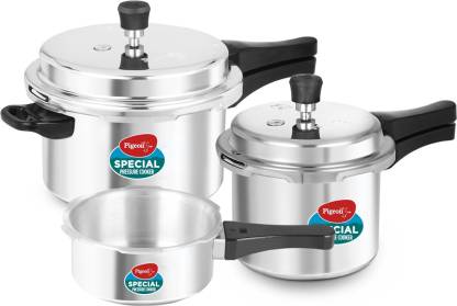 Pigeon by Stovekraft Special Aluminium Pressure Cooker Combo 2 L, 3 L, 5 L Induction Bottom Pressure Cooker