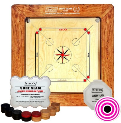 SISCAA High Quality Large Size 34 X 34 Inch Carrom Board with Coins Striker NEW 