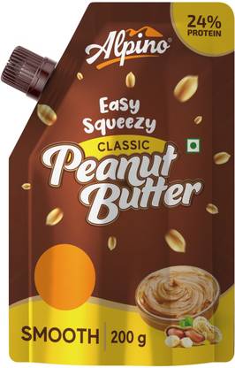 ALPINO Easy Squeezy Classic Peanut Butter Smooth | 24 G Protein | Gluten-Free | Vegan | 200 g at Rs. 89
