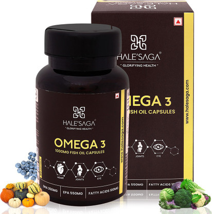 Halesaga Omega 3 Fish Oil Capsules for Men \u0026 Women 1000 mg Fatty Acids EPA  550 \u0026 DHA 350 Price in India - Buy Halesaga Omega 3 Fish Oil Capsules for  Men