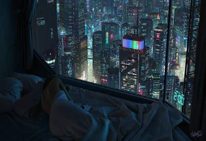 Smoky Design city night neon sleeping cyberpunk hd wallpaper Poster ...