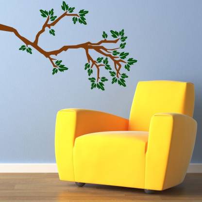 Nilaya by ASIAN PAINTS Brown And Green Branch Vinyl Wall Sicker Large Self Adhesive Stickers