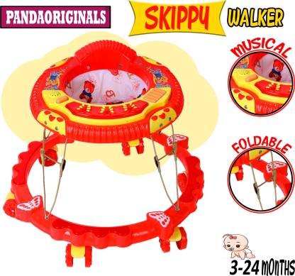 Pandaoriginals Skippy Walker Red Foldable Musical Pram Stylish Pram (No Recline position, Red)
