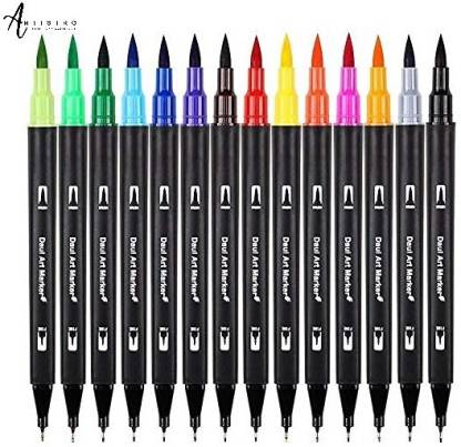 Nylea Artwerk 15 Pack Brush Calligraphy Art Pens - Bullet Journal Pen Dual  Tip Pastel Colored Fine Point 0.4 Blending Markers for Beginners, Art
