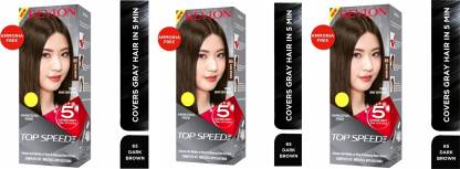 Revlon Top Speed Ammonia Free Hair Color for Woman , No 65, Dark Brown , PACK OF 3 , DARK BROWN