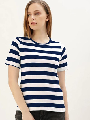 white and blue t shirt women's