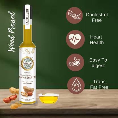Earth Like Extra Virgin Olive Oil Imported 100ml x 1, Wood Pressed Groundnut Oil 500ml x 1 Groundnut Oil Plastic Bottle