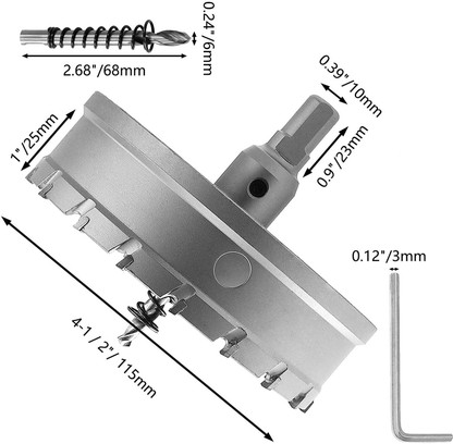 uptodatetools 115mm Carbide Hole Cutter 