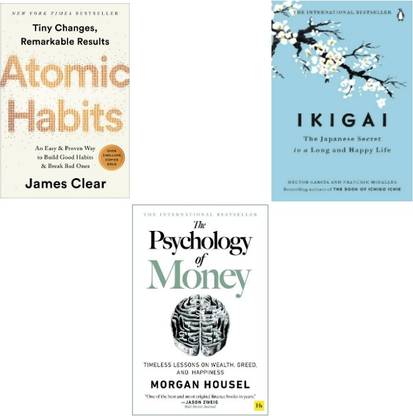 Combo Of Best Seller Books: Psychology Of Moneyy + Atomic Habitss + Ikiggai (Paperback, James Clear)