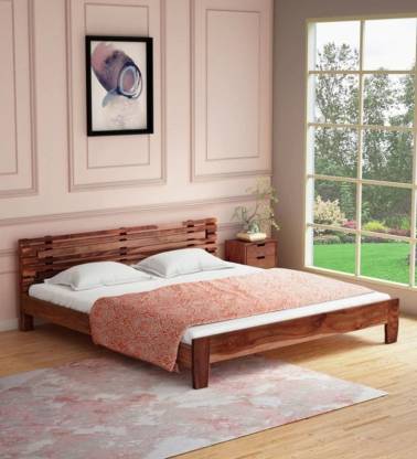 Dhamucraft Sheesham Wood King Size Bed, Rustic King Size Bed With Storage