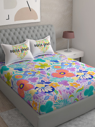 250 TC Cotton King Floral Flat Bedsheet 