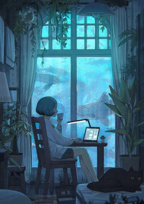 Anime Girls Laptop Sitting Matte Finish Poster Paper Print - Animation &  Cartoons posters in India - Buy art, film, design, movie, music, nature and  educational paintings/wallpapers at 
