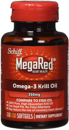Schiff MegaRed Superior Omega-3 Krill Oil 350mg, 130 softgels - no fishy  aftertaste Price in India - Buy Schiff MegaRed Superior Omega-3 Krill Oil  350mg, 130 softgels - no fishy aftertaste online at Flipkart.com