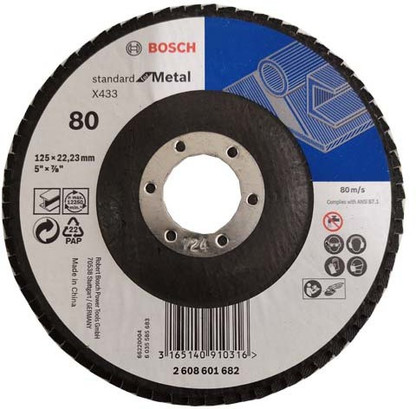 BOSCH FLAP DISC X433 PLUS 80 GRIT 125X 