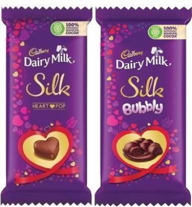 Cadbury DAIRY MILK SILK HEART BLUSH & SILK BUBBLY (150+120G), 270 GM ...