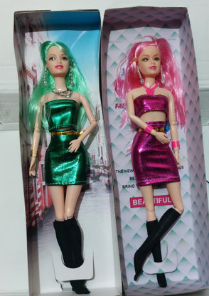 green and pink doll house