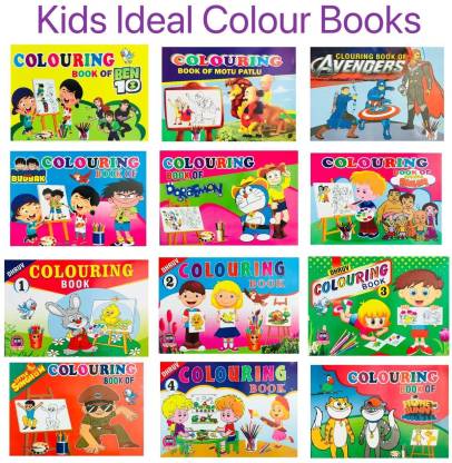 My First Kids Ideal Colour Books Collections (Set Of 12) - Ben 10, Motu  Patlu, Avengers, Doraemon, Little Singham, Honey Bunny Ka Jholmaal, Colours  Volume-1,2,3 & 4: Buy My First Kids Ideal