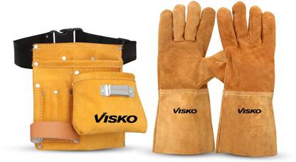 VISKO VLB 026 Tools Kit With Leather Tool Bag With 5 Pockets And Welding Hand Gloves Tool Belt  (Multicolor)