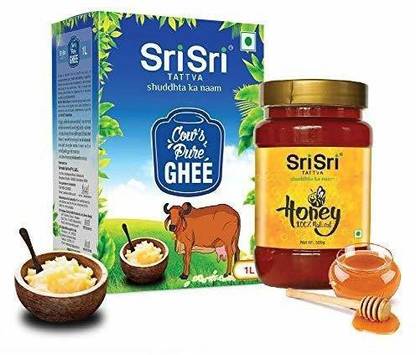 Sri Sri Tattva Essentials Combo – Ghee (1Litre) and Honey (500gm) Combo  (1.5 L) at Rs. 644