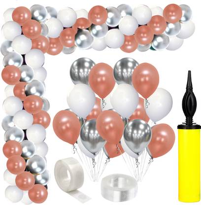 Flipkart Com Zyozi Solid Rose Gold Balloon Arch Kit Rose Gold White Silver Mettalic Balloon Pack Of 78 Balloon Balloon