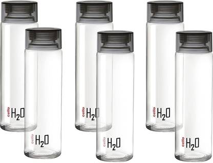 Cello H2o 1000 Glass Fridge Water Bottle With Plastic Cap Set Of 6 9ml Black 9 Ml Bottle Buy Cello H2o 1000 Glass Fridge Water Bottle With Plastic Cap Set Of