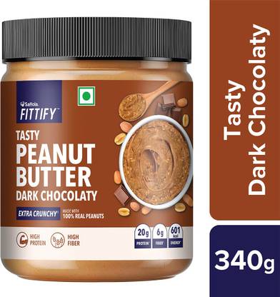 Saffola Fittify Tasty Peanut Butter Dark Chocolaty Extra Crunchy 340 g