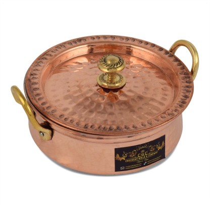 ShalinIndia Copper Cookware Pot with Brass Handles 2100 ml 