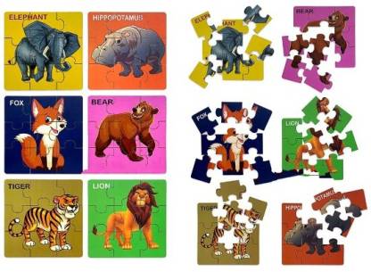 Shopbox store 6 type of animal Puzzle (Lion,Elephant,ETC) - 6 type of animal  Puzzle (Lion,Elephant,ETC) . shop for Shopbox store products in India. |  