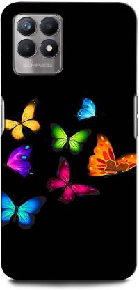 INTELLIZE Back Cover for Realme 8i 3151 BUTTERFLY, BEAUTIFUL BUTTERFLIES, BLUE BURRERFLY, GLITTER