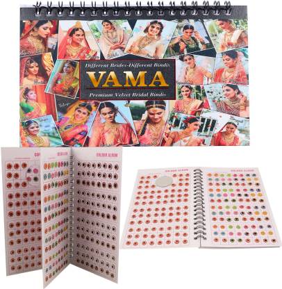 Vama Fashions Stone Round Sticker kumkum Marriage Wedding Booklet For Women & Girls (stone Book - Total 376 bindis ) Bridal, Wedding, Forehead Multicolor Bindis