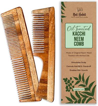 Nat Habit Kacchi Neem Comb, Wooden Comb Hair Growth, Hairfall (Fine + Dual  Combo) - Price in India, Buy Nat Habit Kacchi Neem Comb, Wooden Comb Hair  Growth, Hairfall (Fine + Dual